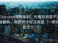 17ce.com想转发前：先看引用是不是被截断，再把例子标注清楚（一眼就能定位）