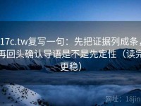 17c.tw复写一句：先把证据列成条，再回头确认导语是不是先定性（读完更稳）