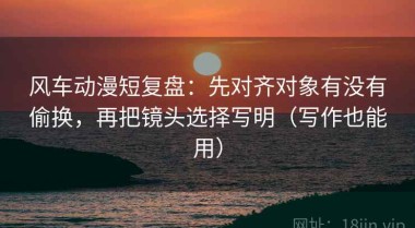 风车动漫短复盘：先对齐对象有没有偷换，再把镜头选择写明（写作也能用）