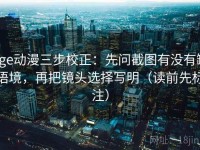 age动漫三步校正：先问截图有没有缺语境，再把镜头选择写明（读前先标注）